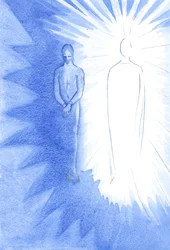 Tänk på två saker om Kristus; i sin kropp led och dog han för dig; Uppstånden och levande nu, han längtar efter att vägleda och mata dig, 2001 (w/c på papper)