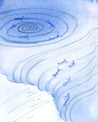 Dödssynden är som en virvel, 2004 (w/c på papper)