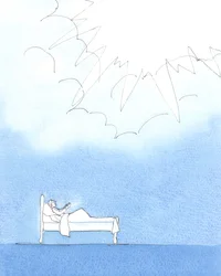 Ingen sjuk människa ska behöva tro att hon är "värdelös", 2005 (akvarell på papper)