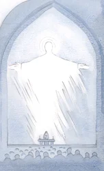 En dag, vid invigningen, fyllde Kristi närvaro helgedomen, i ära, 2000 (w/c på papper)
