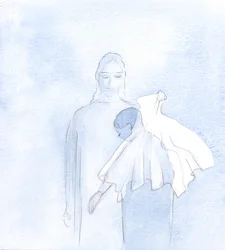 En dag, inom min själ, höll han fram en bröllopsslöja, 2000 (w/c på papper)