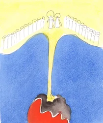 Endast genom den kraft som strömmar ner från himlen till de trogna själarna, 2004 (akvarell på papper)