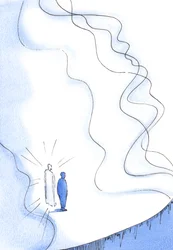 Endast genom Kristus kan vi möta gudomens överväldigande renhet och kraft, 2002 (w/c på papper)