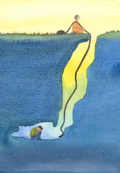 Vår bön är som en livlina som släpps ner från himlen för att hjälpa de förlorade och instängda i svårigheter, 2002 (w/c på papper)