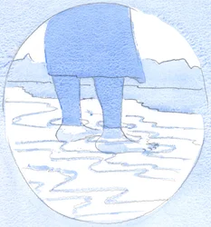 Någon som har dykt upp ur syndighetens ocean behöver mod för att på torra land bygga ett "hem" av helighet, 2002 (w/c på papper)