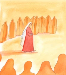 Den heliga jungfru Maria accepterade Guds vilja, som var att hon skulle bära ett barn i sin livmoder, 2005 (akvarell på papper)