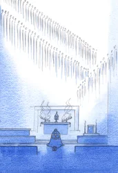 De himmelska vännerna vars liv vi erkänner i trosbekännelsen, är samlade omkring oss. Vi är en familj, 2002 (w/c på papper)