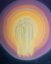 Den heliga treenigheten, en gud, tre personer, lever i den kristnas själ i bländande prakt, 2002 (olja ombord)