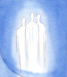 Den heliga treenigheten, en gud, tre personer, lever i den kristnas själ i bländande prakt, 2002 (w/c på papper)