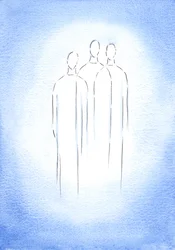 Den heliga treenigheten, en gud, tre personer, lever i den kristnas själ i bländande prakt, 2002 (w/c på papper)