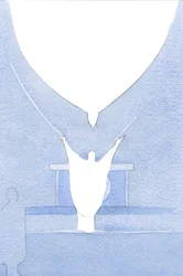 Den Helige Ande - som med utsträckta vingar - stod upprätt över Kristi huvud och tog emot hans offer i Faderns kärlek., 2001 (w/c på papper)