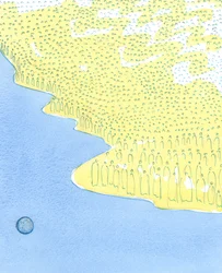 De heliga är samlade i himlen som på en ö långt över vår syndiga värld, 2003 (w/c på papper)