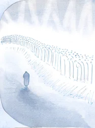 De heliga i himlen vördar dem som – även om de är ofullkomliga – lever för Kristus på jorden., 2000 (w/c på papper)
