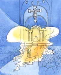 Den allhelige och majestätiska Gud som vi prisar vid mässan, genom Kristus Hans Son, är närvarande här, 2003 (w/c på papper)