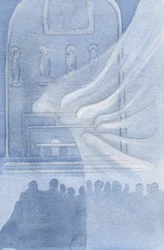 Änglarna avgudar Kristus i den heliga eukaristin, 2001 (w/c på papper)
