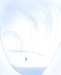 Själens mörka, röriga grotta blev en kammare med högt i tak, vacker som en pärla, glänsande., 2001 (w/c på papper)