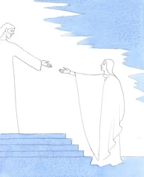 Den heliga Jungfruns generösa svar på Guds inbjudan att bli Guds Moder gav henne mycket lidande - men också en enorm glädje och ära, 2005 (akvarell på papper)