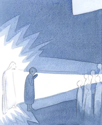 Ju mer vi håller oss nära Kristus, desto mer lyser han genom oss på andra, 2000 (w/c på papper)