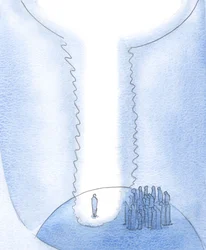 Själen som tömmer sig från fåfänga begär skapar ett utrymme på jorden för Kristus, och himmel och jord förenas, 2000 (w/c på papper)