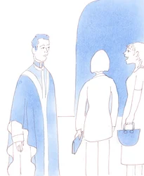 Det finns katoliker som håller med sin präst när han säger hur bra det skulle vara för dem att lära sig mer om tron; och vissa ber honom till och med att ordna talare, 2005 (akvarell på papper)