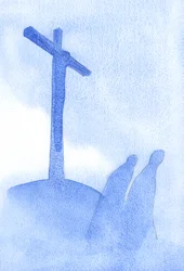 Det finns inget i ens liv som inte kan ses tydligare, med fantastiska resultat, när man granskar "vid korsets fot", 2002 (w/c på papper)