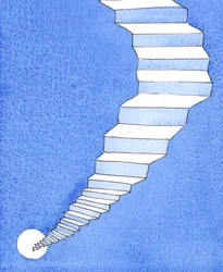 Det finns bara en väg över den mörka avgrunden som skiljer jorden från himlen, 2004 (w/c på papper)