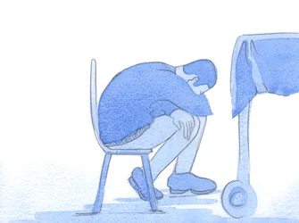 Detta är vad vi ser i en ömhjärtad blick: sorg, kärlek och sorg för en annan i nöd, som kallar från oss praktisk hjälp och mild tröst, 2002 (w/c på papper)