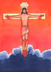 De Kristi vänner idag som inte orkar gå till mässan agerar som Kristi vänner för länge sedan, som rymde när Kristus arresterades och korsfästes., 2004 (w/c på papper)