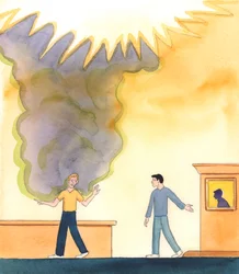 De själar som lever som katoliker men som aldrig använder sig av botens sakrament är som människor som aldrig tvättar eller rengör sina tänder men som inbillar sig att de är trevliga att vara med, 2005 (akvarell på papper)