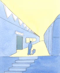 De som kommer ut ur döden redo för himlen, och de som kommer ut ur skärselden efter rening, är som människor som äntligen står på en perrong på stationen, med väskan packad, 2004 (w/c på sid.