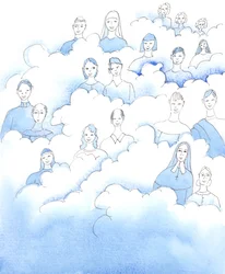 Även om vi vet att helgonen inte sitter på molnen, vilket visas i gamla bilder, förblir sanningen som visas genom dessa bilder densamma, 2005 (akvarell på papper)