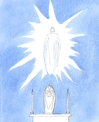 Vi har rätt att hedra Maria, den välsignade jungfrun, genom vilken Fadern gav oss sin Son, och alla de nådegåvor vi får i kyrkan, särskilt i den heliga eukaristin, 2005 (akvarell på papper)