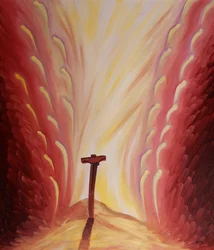 När Kristus dog för oss, för att ta bort våra synder, gömde änglarna sina ansikten i fasa, 2001 (olja ombord)