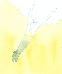 När någon dör i Kristi kärlek, efter att ha tjänat Kristus till slutet med osjälvisk kärlek, stiger han upp till himlen i fullkomlig frid och glädje, 2003 (w/c på papper)
