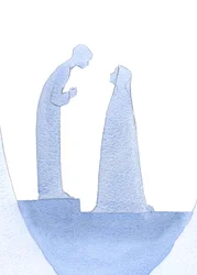 När barnet Jesus hittades i templet lutade han sig framåt och förklarade tyst för sin heliga moder (med oändlig vänlighet) att hans arbete redan hade börjat., 2001 (w/c på papper)