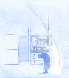 Närhelst jag böjer mig inför den heliga treenigheten, gör min helige ängel detsamma, precis som han ekar varje vördnadsfullt korstecken, 2002 (w/c på papper)