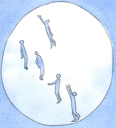 Närhelst själar uppmuntrar varandra i helighet hjälper de varandra att resa sig upp i bön mot himlen: befriade från rädsla, tvivel eller tvekan, 2003 (w/c på papper)