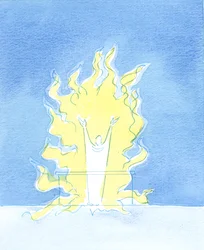 Närhelst det heliga offret frambärs från vårt altare, prisar Kristus som är närvarande i sakramental form Fadern i den Helige Andes eldiga kärlek, 2003 (w/c på papper)