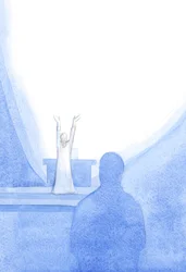 Närhelst vi ber till Fadern, i Kristi namn (förenade med Kristi avsikter) är det som om himlen är öppen för att ta emot oss och vår bön, 2001 (w/c på papper)