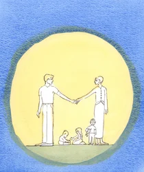 Där ett gift par verkligen älskar varandra och älskar Gud, vill de göra hans vilja, 2002 (w/c på papper)