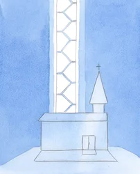 Varhelst det finns en katolsk kyrka, med det heliga sakramentet i tabernaklet, är det som om det finns en trappa som förbinder detta "Guds hus" med himlen, 2005 (akvarell på papper)