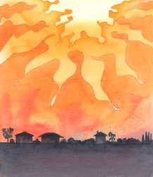 I Faderns hjärta, i himlen, brinner ett flammande ljus, 2005 (akvarell på papper)