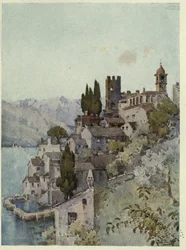 Corenno, Lago di Como, Illustration från "De italienska sjöarna" av Richard Bagot