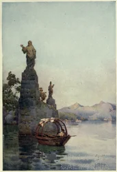 Ingången till Villa Arconati, Lago di Como, Illustration från "De italienska sjöarna" av Richard Bagot