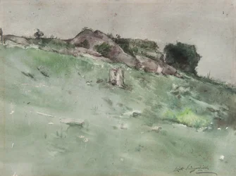 Grey Rock (akvarell på papper monterad på kartong)