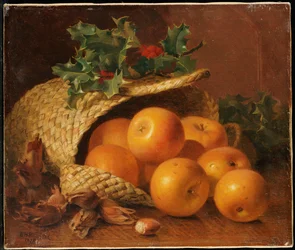 Stilleben med äpplen, hasselnötter och järnek, 1898