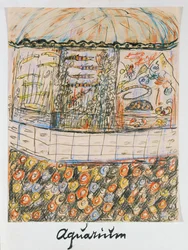 Aquarium (bläck och krita på papper)