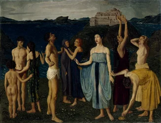 A Frise of Figures Standing in a Landscape, ca 1910 (olja på duk) [LDUCS-5264]