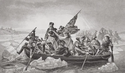 Washington korsar Delaware nära Trenton, New Jersey, julen 1776, ur «Illustrations of English and Scottish History», band II
