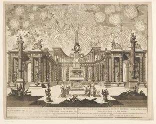 Vuurwerk in Moskou bij de viering van het einde van de Russisch-Turkse Oorlog, 1775 (akt III) Representation of Fireworks, avfyrad i närvaro av Hans kejserliga majestät i samband med firandet av freden mellan Ryssland och den osmanska porten (serie